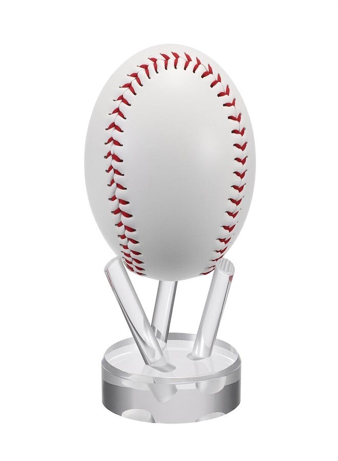GUSHBIN Acrylic Display Stand Softball Display Pedestal Sphere Holder for Baseball Tennis Golf Crystal Ball Clear Collecter Rock Display Stand with Round Base, Medium - Image 1